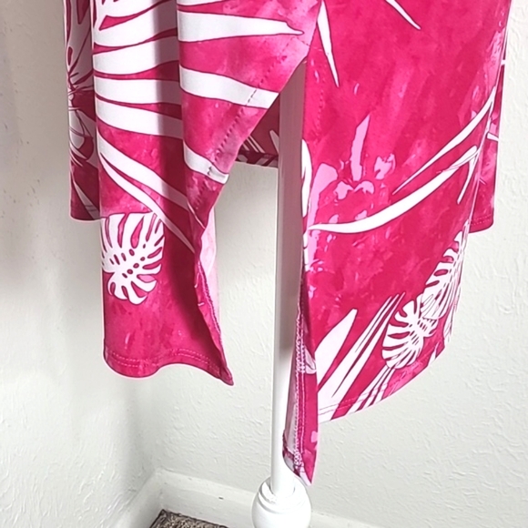 Clara Sun Woo Sleeveless Hot Pink & White Jersey Top Longer on One Side Sz M - Picture 6 of 10